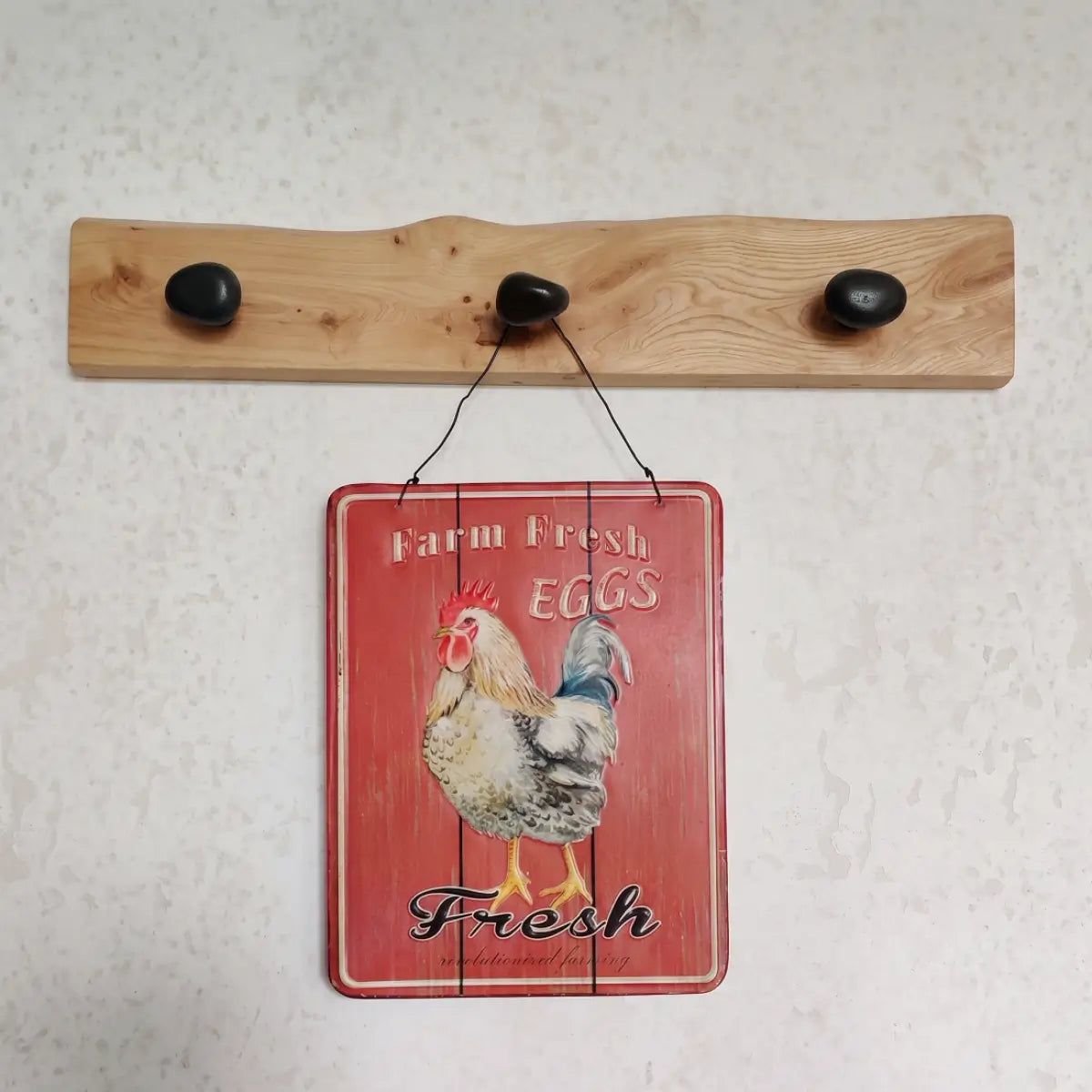 Live Edge Natural Wood Pebble Wall Hook Rack