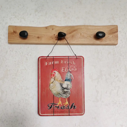Live Edge Natural Wood Pebble Wall Hook Rack