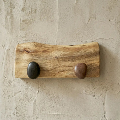 Live Edge Natural Wood Pebble Wall Hook Rack