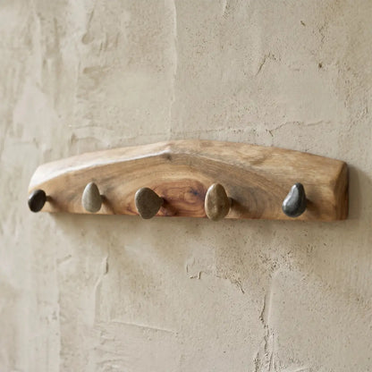 Live Edge Natural Wood Pebble Wall Hook Rack