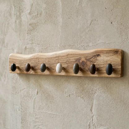 Live Edge Natural Wood Pebble Wall Hook Rack