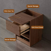 Solid Wood Nightstand with Hidden Storage