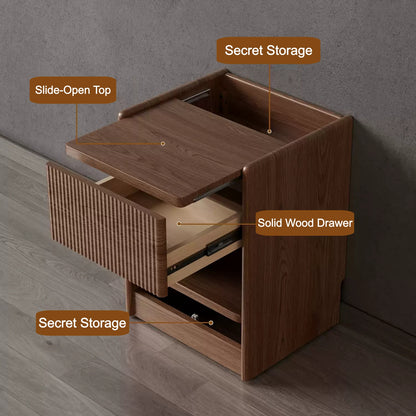 Solid Wood Nightstand with Hidden Storage