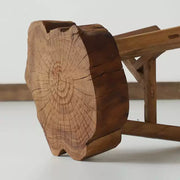 Rustic Live Edge Elm Wood Stool & Side Table