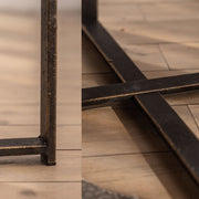 Round Solid Wood Coffee Table with Metal Base