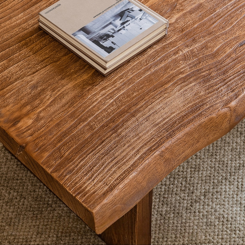 Solid Elm Coffee Table | Hand-Shaped Organic Edge & Waterfall Design