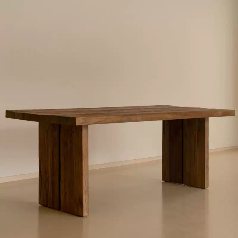 Solid Elm Wood Dining Table | Rustic Pedestal Dining Table
