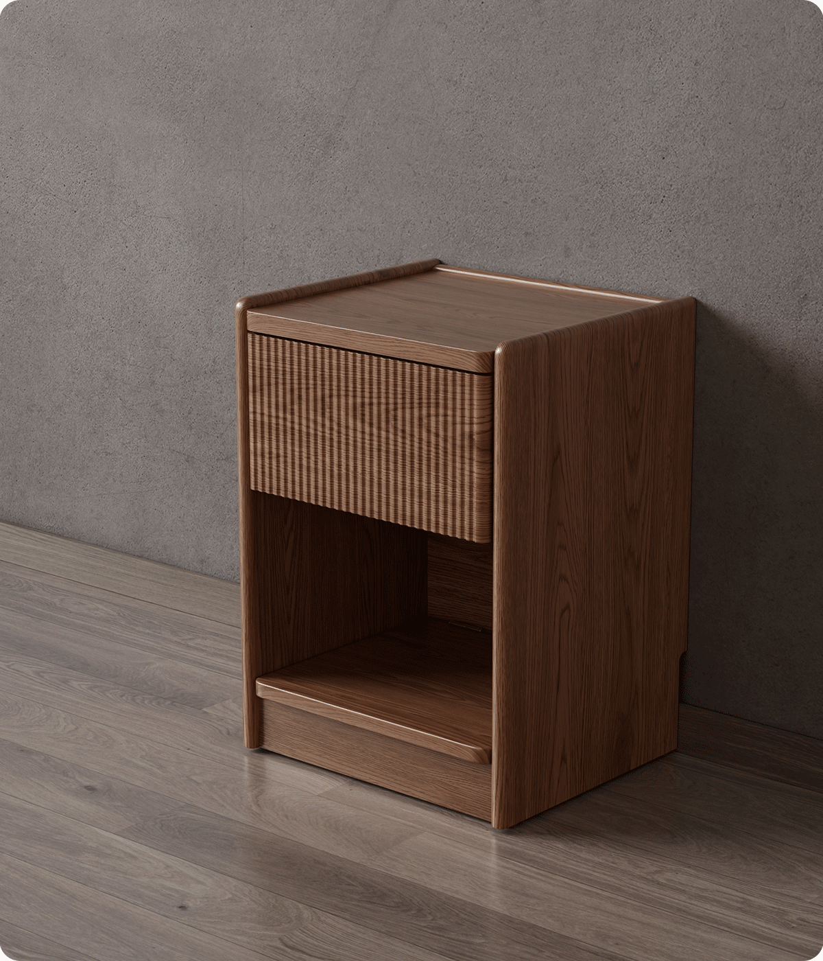 Solid Wood Nightstand with Hidden Storage