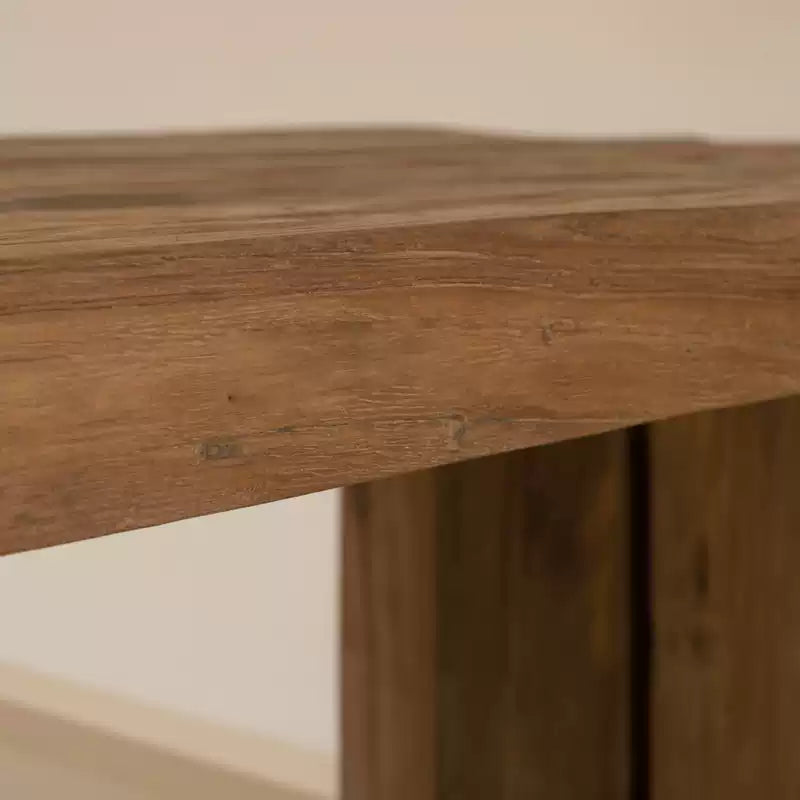 Solid Elm Wood Dining Table | Rustic Pedestal Dining Table