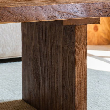 Rustic Solid Wood Coffee Table – Natural Live Edge Design