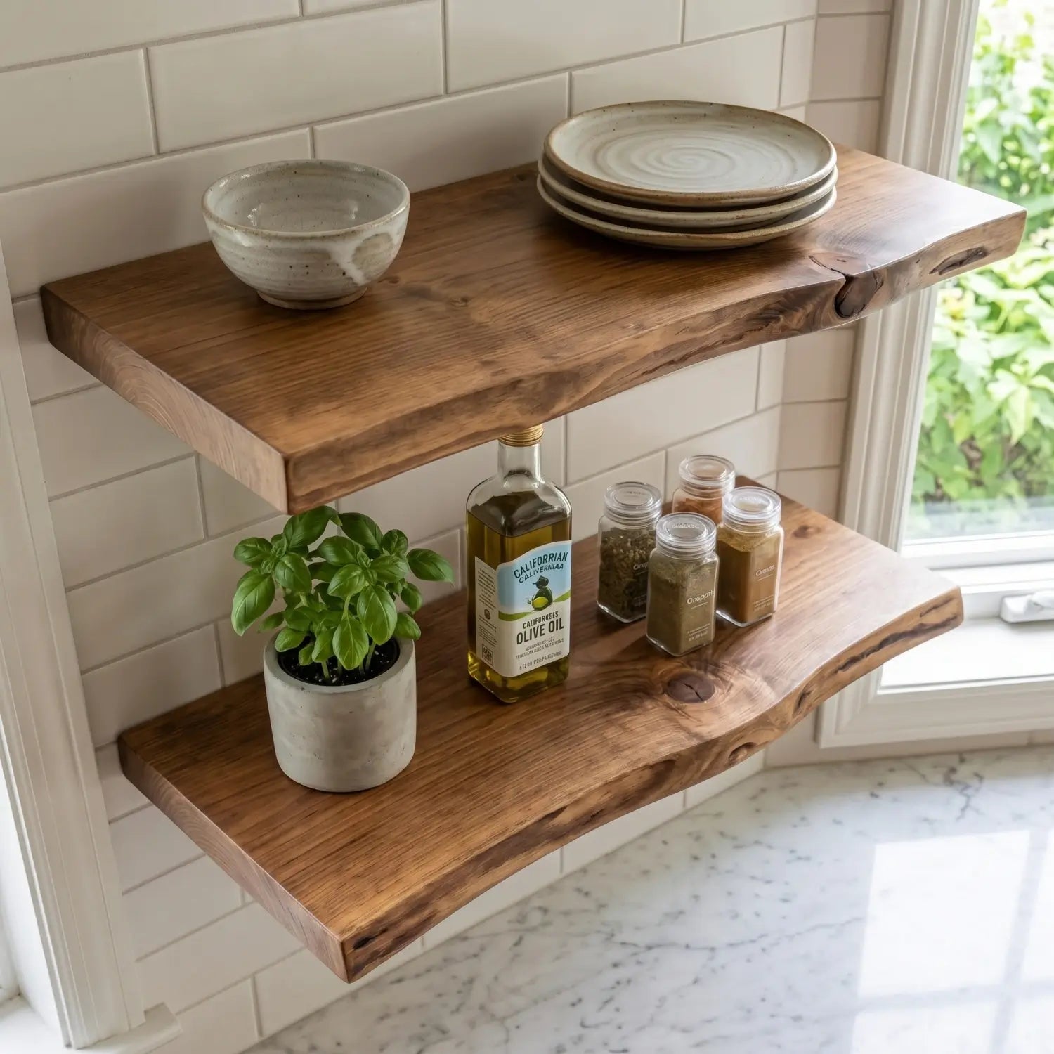 Live Edge Solid Wood Floating Shelf