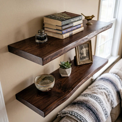 Live Edge Solid Wood Floating Shelf