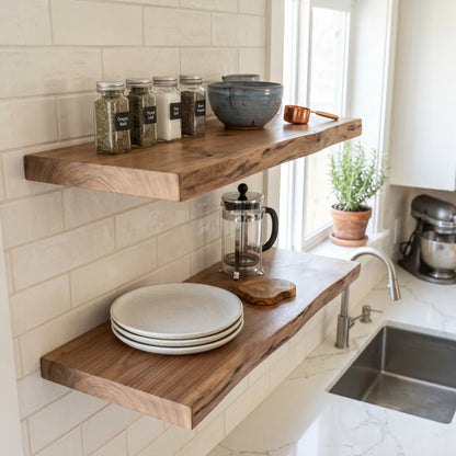 Live Edge Solid Wood Floating Shelf