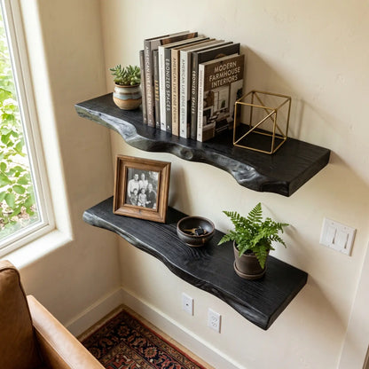 Live Edge Solid Wood Floating Shelf