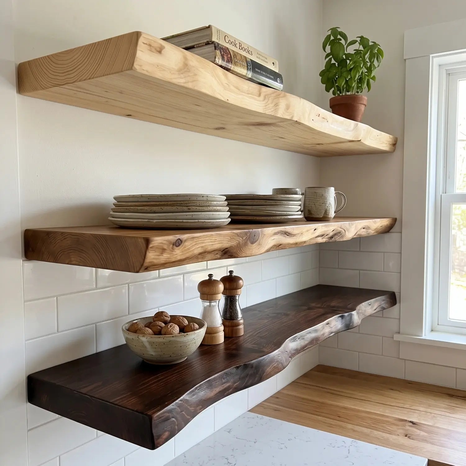 Live Edge Solid Wood Floating Shelf