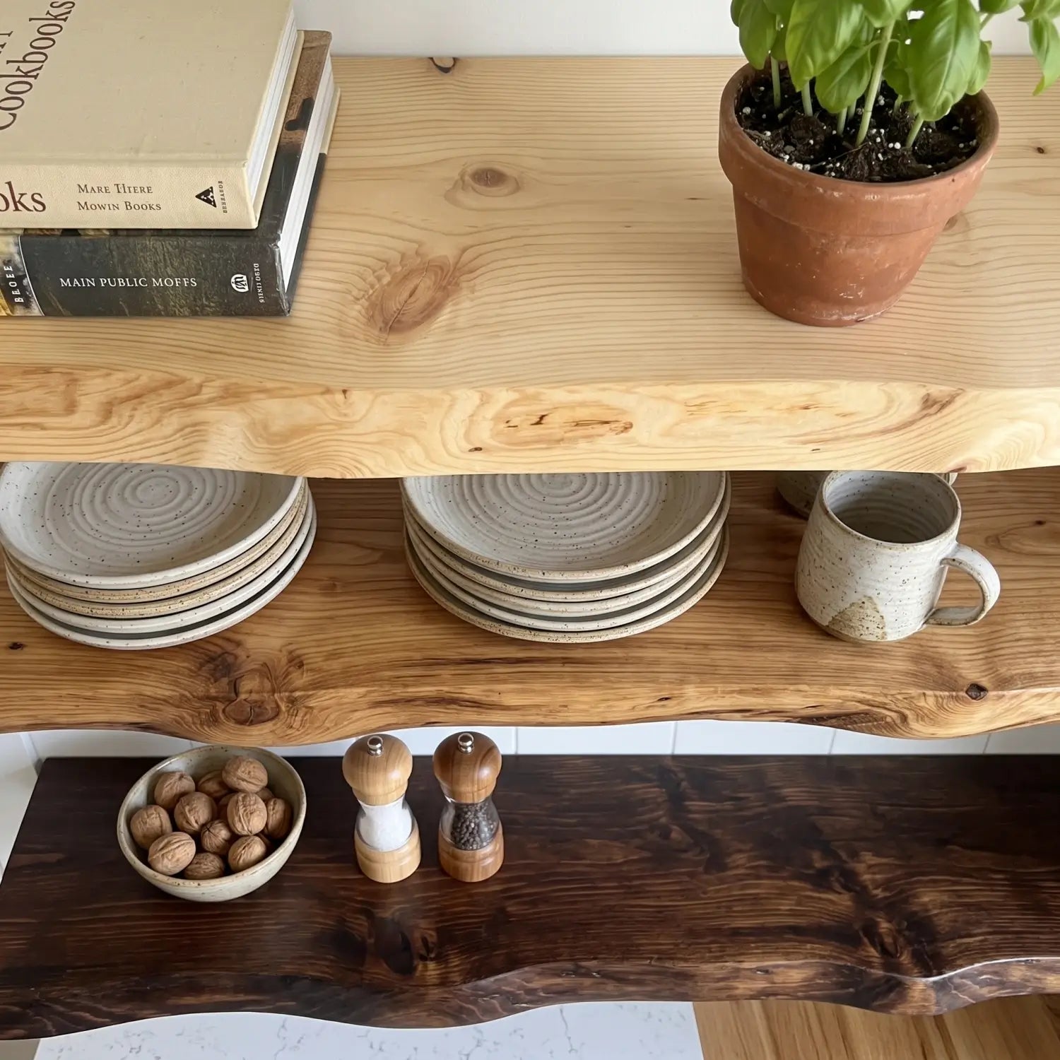 Live Edge Solid Wood Floating Shelf