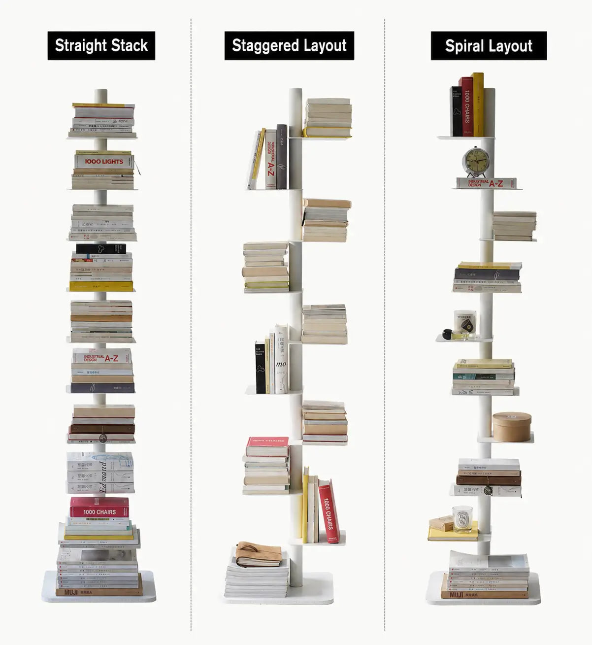 Rotating Floor Bookshelf – 360° Adjustable Vertical Book Tower