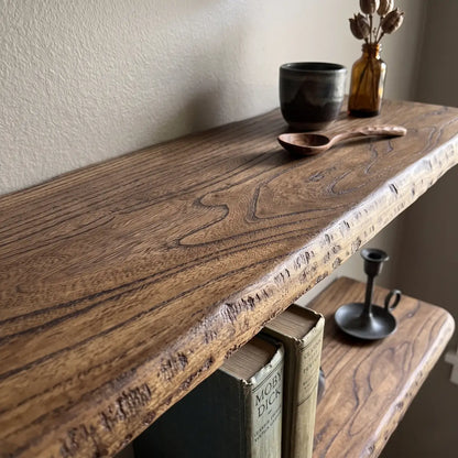 Solid Elm Wood Floating Shelf