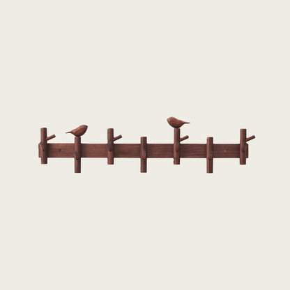 Solid Walnut Bird Wall Hook Rack