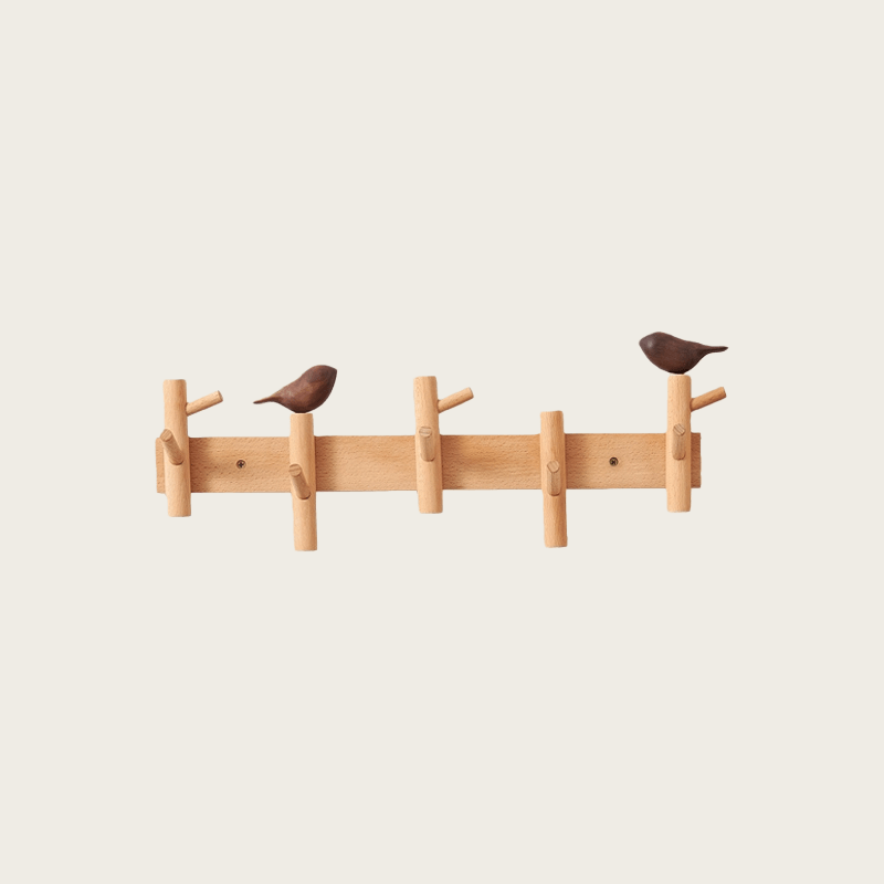 Solid Walnut Bird Wall Hook Rack