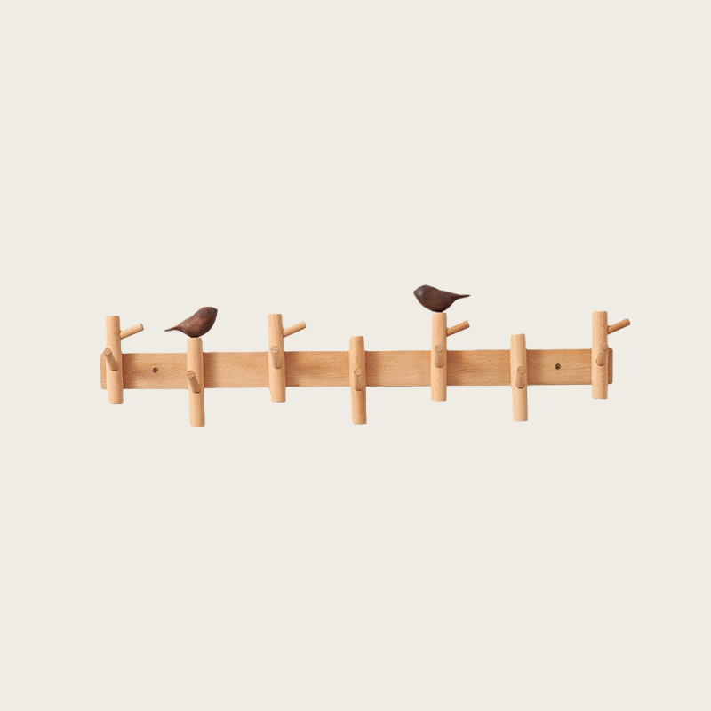 Solid Walnut Bird Wall Hook Rack