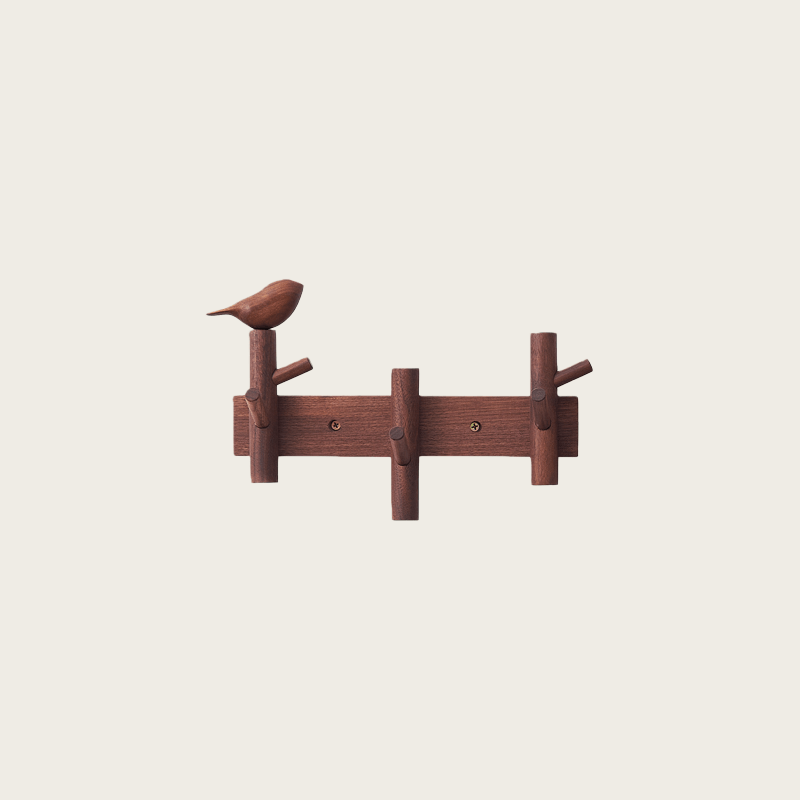 Solid Walnut Bird Wall Hook Rack