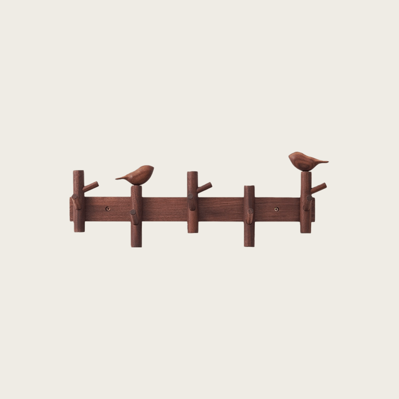 Solid Walnut Bird Wall Hook Rack
