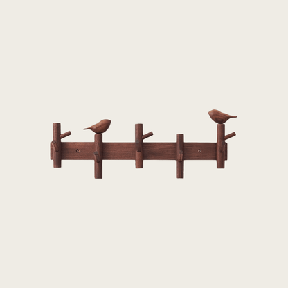 Solid Walnut Bird Wall Hook Rack
