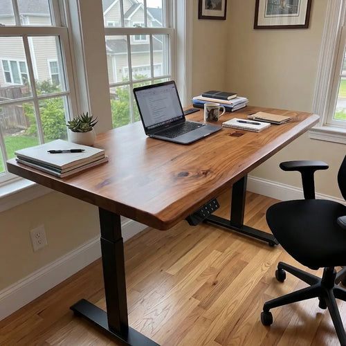 Solid Wood Electric Standing Desk – Dual Motor 3-Stage Height Adjustable Sit-Stand Desk