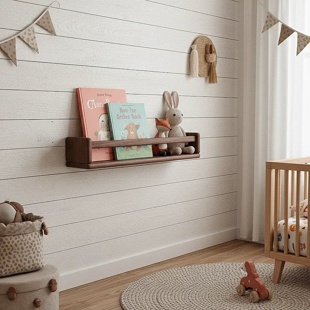 🌿 Solid Wood Kids Wall Bookshelf — Natural, Safe, and Stylish