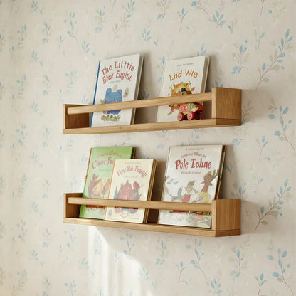 🌿 Solid Wood Kids Wall Bookshelf — Natural, Safe, and Stylish