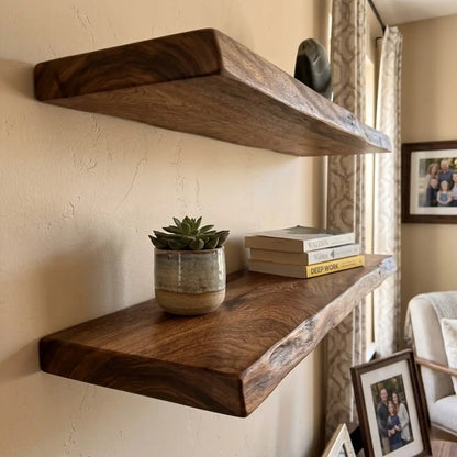 Solid Wood Floating Shelf – Live Edge or Straight Edge