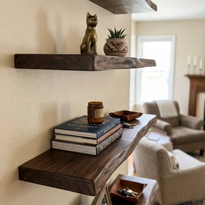 Solid Wood Floating Shelf – Live Edge or Straight Edge