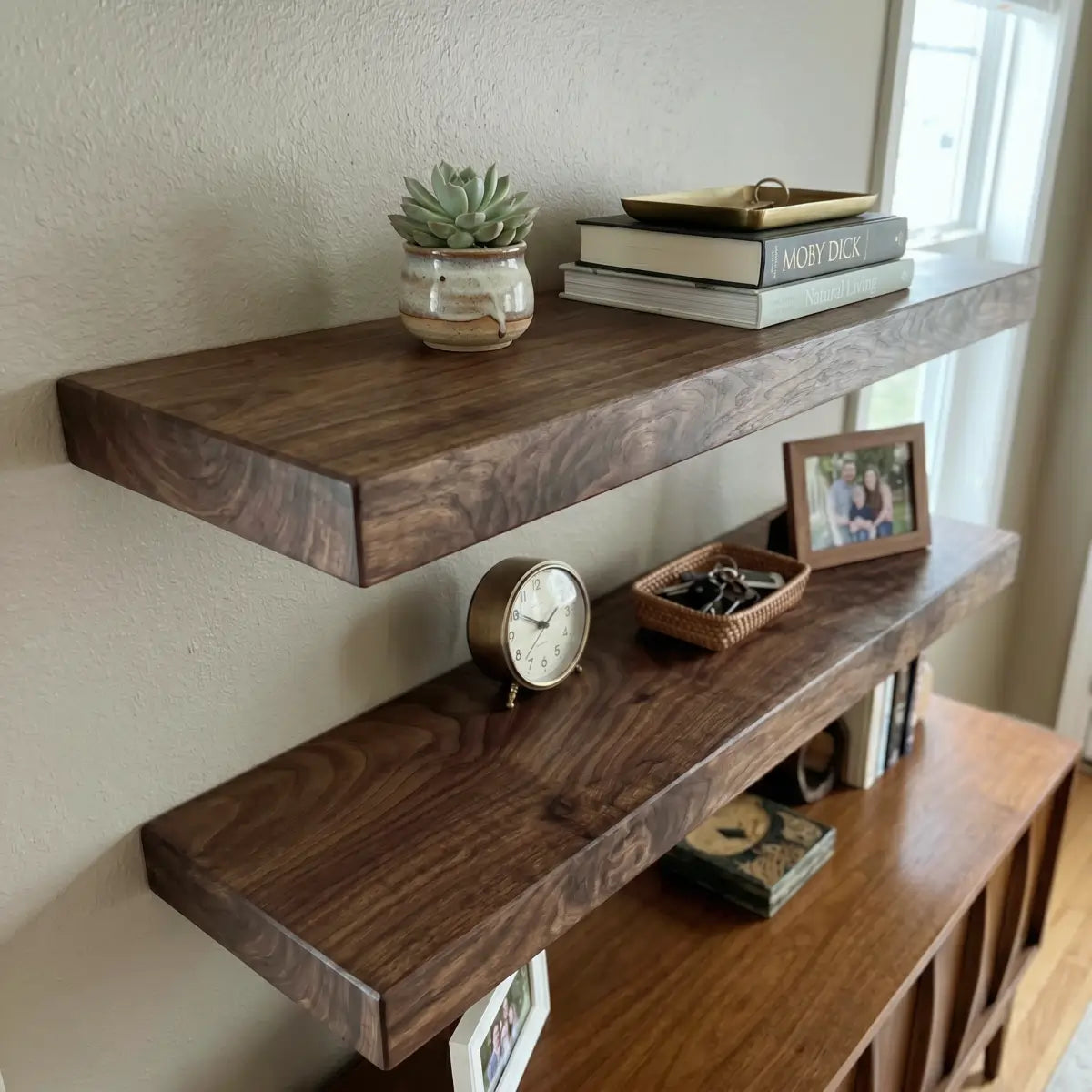Solid Wood Floating Shelf – Live Edge or Straight Edge