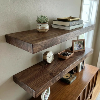 Solid Wood Floating Shelf – Live Edge or Straight Edge