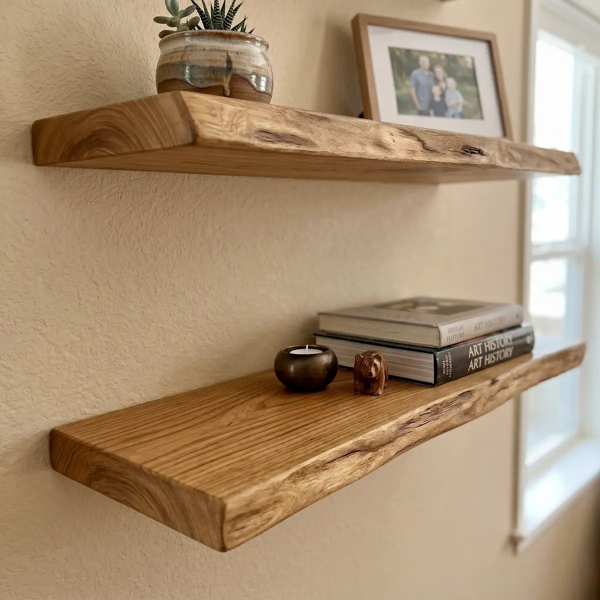Solid Wood Floating Shelf – Live Edge or Straight Edge