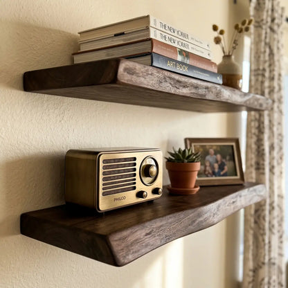 Solid Wood Floating Shelf – Live Edge or Straight Edge