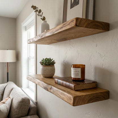 Solid Wood Floating Shelf – Live Edge or Straight Edge