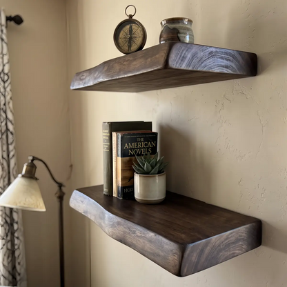 Solid Wood Floating Shelf – Live Edge or Straight Edge