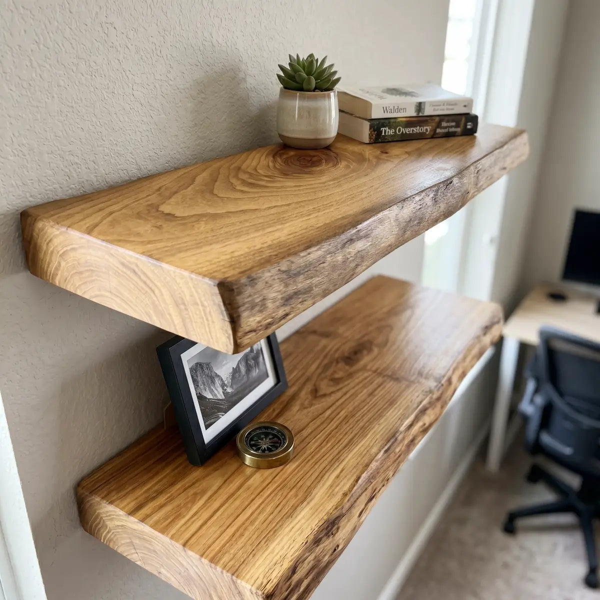 Solid Wood Floating Shelf – Live Edge or Straight Edge