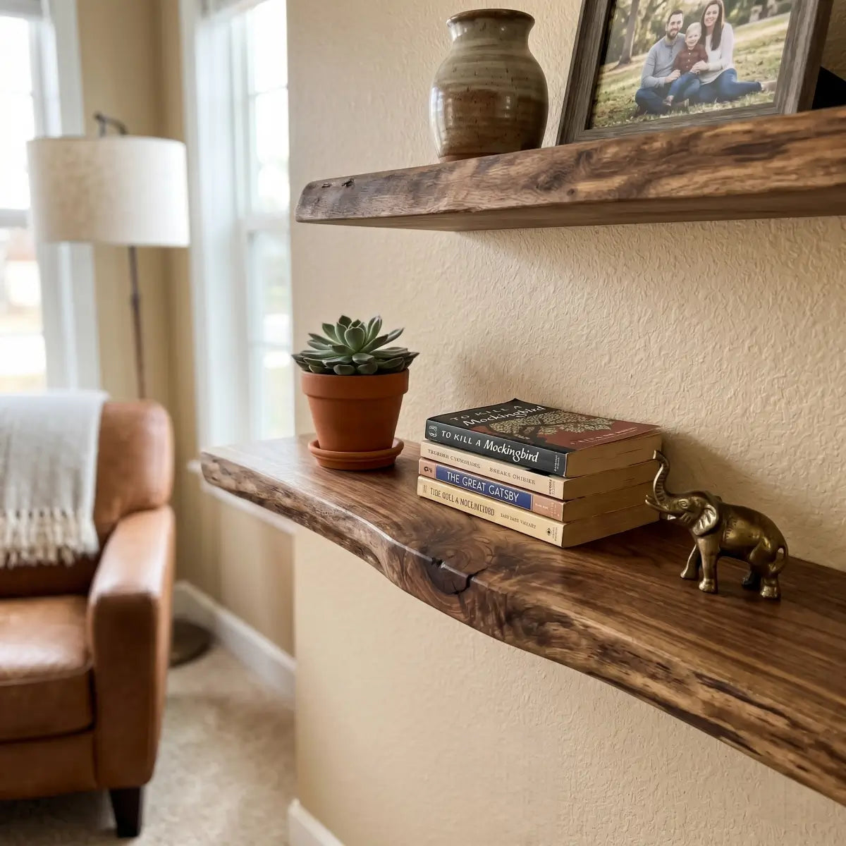Solid Wood Floating Shelf – Live Edge or Straight Edge