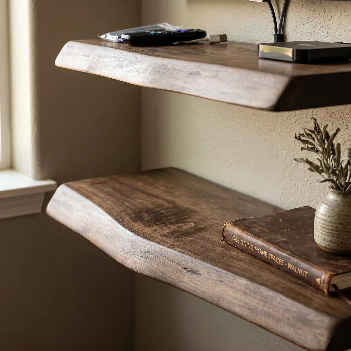 Solid Wood Floating Shelf – Live Edge or Straight Edge