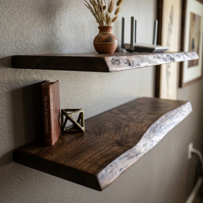 Solid Wood Floating Shelf – Live Edge or Straight Edge