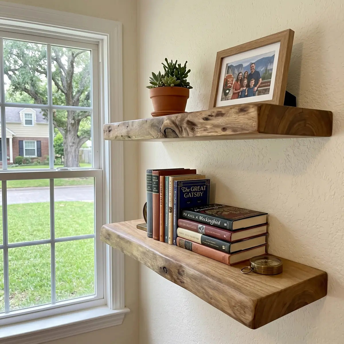 Solid Wood Floating Shelf – Live Edge or Straight Edge
