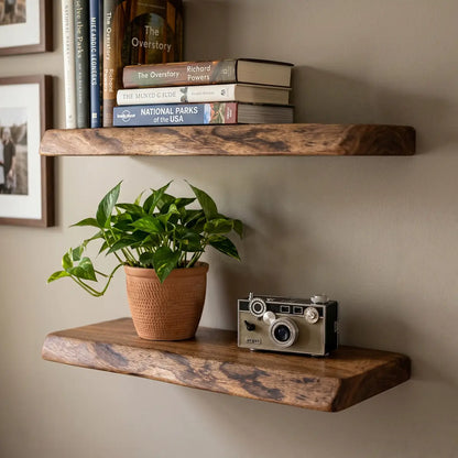 Solid Wood Floating Shelf – Live Edge or Straight Edge