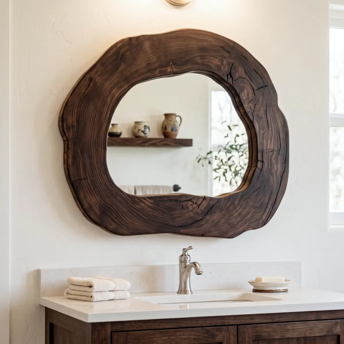 Solid Wood Live Edge Wall Mirror