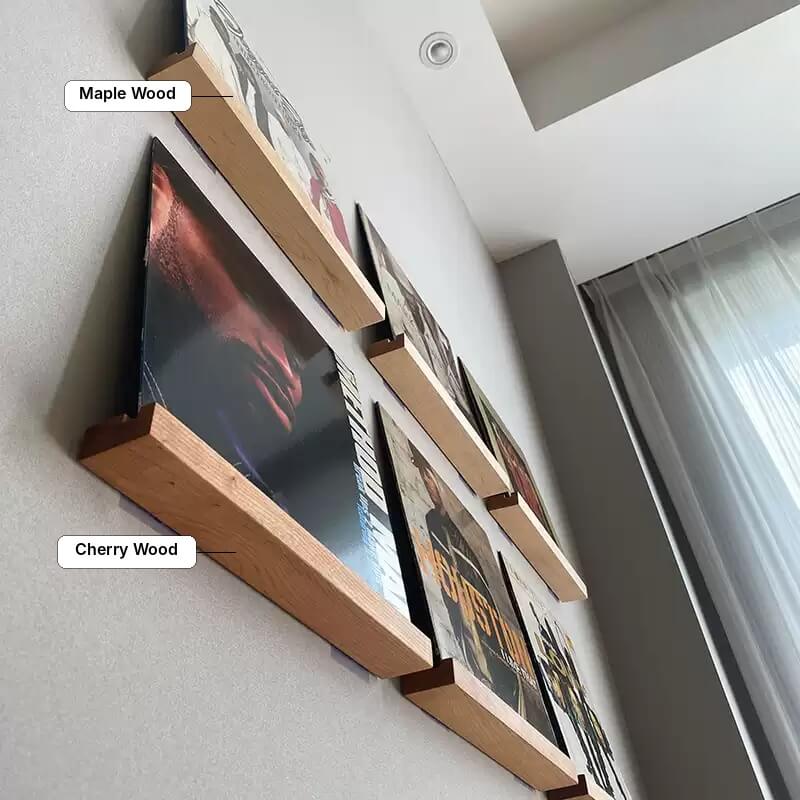 Solid Wood Picture Ledge Shelf for Vinyl Records, Framed Art & Photo Display