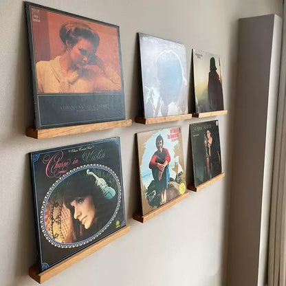 Solid Wood Picture Ledge Shelf for Vinyl Records, Framed Art & Photo Display