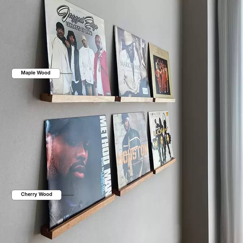 Solid Wood Picture Ledge Shelf for Vinyl Records, Framed Art & Photo Display