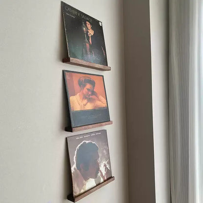 Solid Wood Picture Ledge Shelf for Vinyl Records, Framed Art & Photo Display